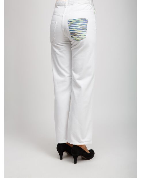 Pantalon à 5 poches Calyone base blanche avec des tons verts