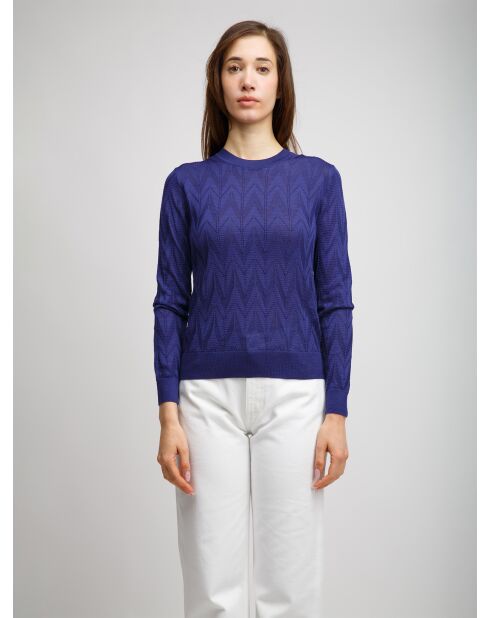 Pull à col rond Caléis bleu uni