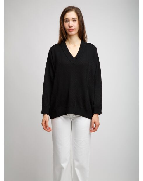 Pull à col en v Isean beauté noir