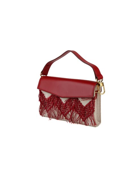 Sac à bandoulière taupe et bordeaux