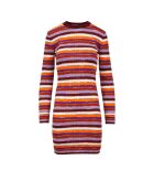 Robe longue Naëlya rayures orange, rose, marron, blanches teintes en space