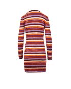 Robe longue Naëlya rayures orange, rose, marron, blanches teintes en space