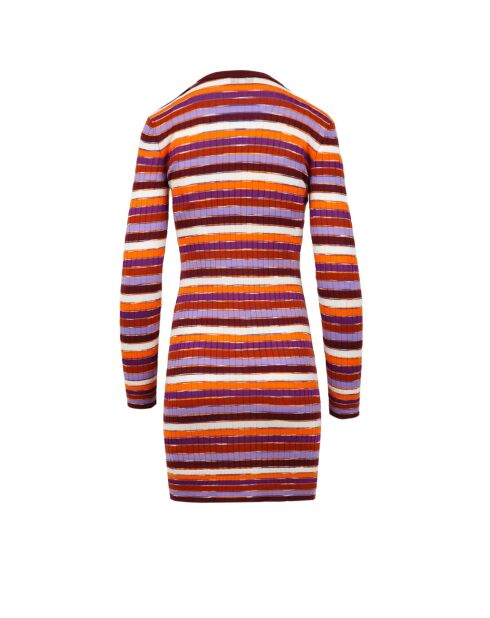 Robe longue Naëlya rayures orange, rose, marron, blanches teintes en space