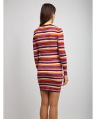 Robe longue Naëlya rayures orange, rose, marron, blanches teintes en space