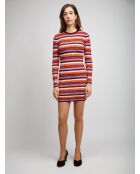 Robe longue Naëlya rayures orange, rose, marron, blanches teintes en space