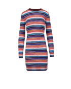 Robe longue Soliane rayures space décoratives roses, bleues, beige, marron