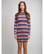 Robe longue Soliane rayures space décoratives roses, bleues, beige, marron