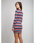 Robe longue Soliane rayures space décoratives roses, bleues, beige, marron