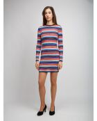 Robe longue Soliane rayures space décoratives roses, bleues, beige, marron