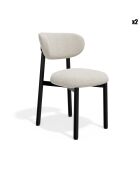 2 Chaises LUMI tissu bouclette crème pieds noirs – 49x57.5x77cm