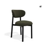 2 Chaises LUMI tissu bouclette kaki pieds noirs – 49x57.5x77cm