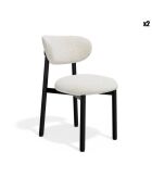 2 Chaises LUMI velours chenillé crème pieds noirs – 49x57.5x77cm