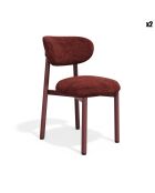2 Chaises LUMI velours texturé bordeaux pieds bordeaux – 49x57.5x77cm