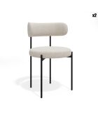 2 Chaises ADELE tissu bouclette crème pieds noir – 52x45.5x76.5 cm