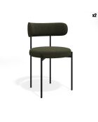 2 Chaises ADELE tissu bouclette kaki pieds noir – 52x45.5x76.5 cm