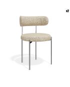 2 Chaises ADELE tissu tramé à motifs beige pieds chrome – 52x45.5x76.5 cm