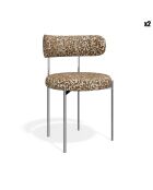 2 Chaises ADELE tissu tramé à motifs brun pieds chrome – 52x45.5x76.5 cm
