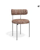 2 Chaises ADELE tissu tramé à motifs terracotta pieds chrome – 52x45.5x76.5 cm