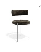 2 Chaises ADELE velours tramé brun expresso pieds chrome – 52x45.5x76.5 cm