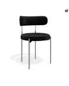2 Chaises ADELE velours tramé noir pieds chrome – 52x45.5x76.5 cm
