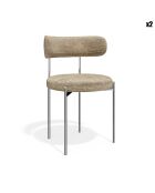 2 Chaises ADELE velours tramé taupe pieds chrome – 52x45.5x76.5 cm
