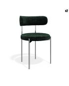 2 Chaises ADELE velours tramé vert émeraude pieds chrome – 52x45.5x76.5 cm