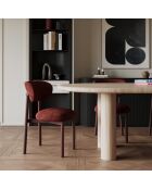 2 Chaises LUMI velours texturé bordeaux pieds bordeaux – 49x57.5x77cm