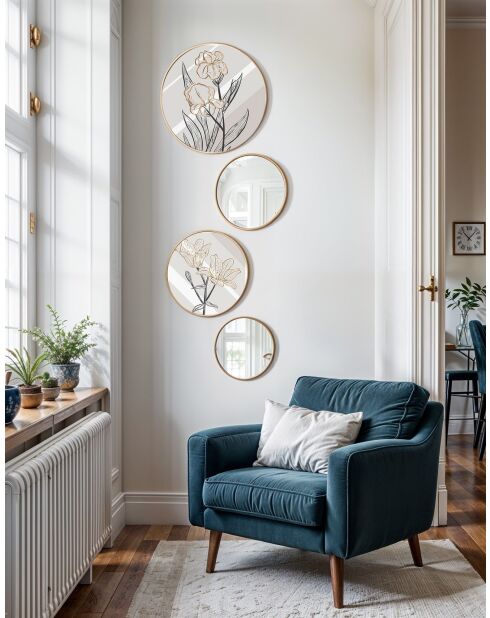 Ensemble de 4 pièces Tableaux en MDF encadré et miroirs