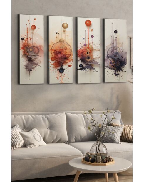 Peinture décorative sur toile (4 pièces)  30 x 90 cm