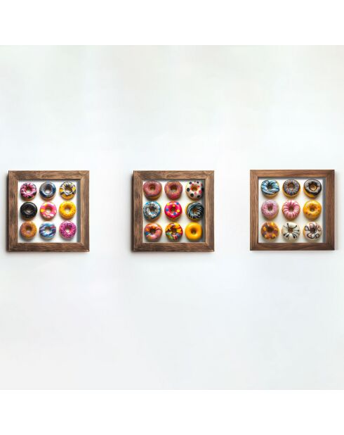 Tableau décoratif encadré en MDF (3 pièces) 16 x 16 x 2 cm