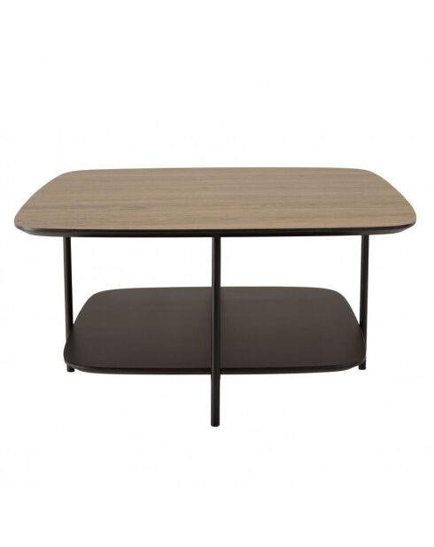 Table basse 2 plateaux MM bi-matière mocha/noir pieds métal