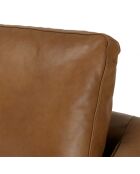 Canapé 3 places cuir couleur caramel assise capitonnée PIERRE