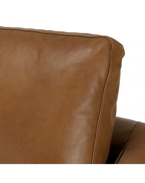 Canapé 3 places cuir couleur caramel assise capitonnée PIERRE