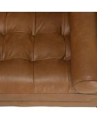 Canapé 3 places cuir couleur caramel assise capitonnée PIERRE