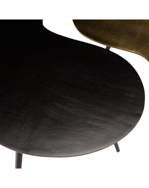 Set de 2 tables basses ovoïdes en aluminium noir mat et doré