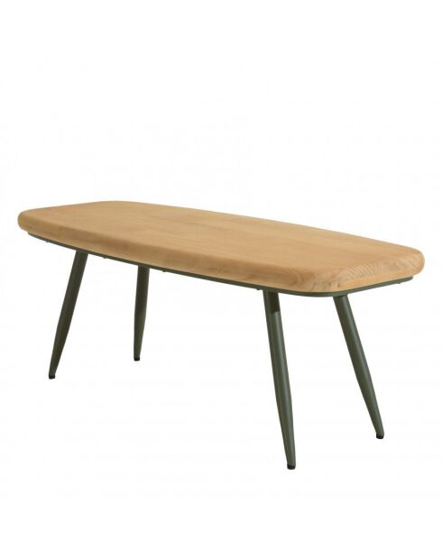 Table basse PM plateau en pin pieds scandinaves métal vert