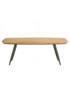 Table basse PM plateau en pin pieds scandinaves métal vert