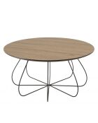 Table basse biseautée 80x80cm mocha pieds forme panier en métal