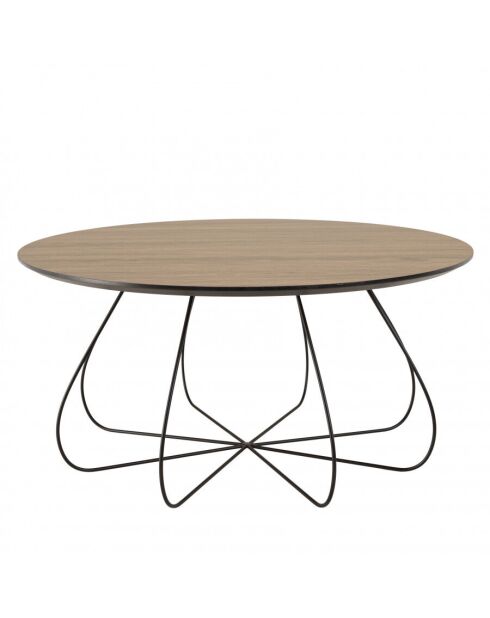 Table basse biseautée 80x80cm mocha pieds forme panier en métal