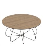 Table basse biseautée 80x80cm mocha pieds forme panier en métal