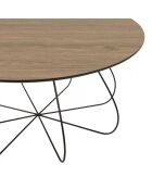 Table basse biseautée 80x80cm mocha pieds forme panier en métal