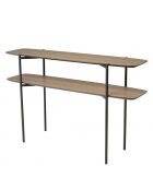 Console double plateau 120x33cm couleur mocha pieds métal noir