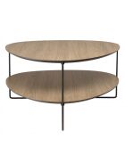 Table basse 2 plateaux forme ovoïde couleur mocha pieds métal