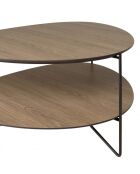 Table basse 2 plateaux forme ovoïde couleur mocha pieds métal