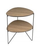 Table d'appoint 2 plateaux ovoïdes couleur mocha pieds métal