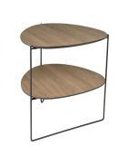 Table d'appoint 2 plateaux ovoïdes couleur mocha pieds métal