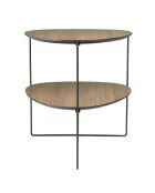 Table d'appoint 2 plateaux ovoïdes couleur mocha pieds métal