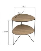 Table d'appoint 2 plateaux ovoïdes couleur mocha pieds métal