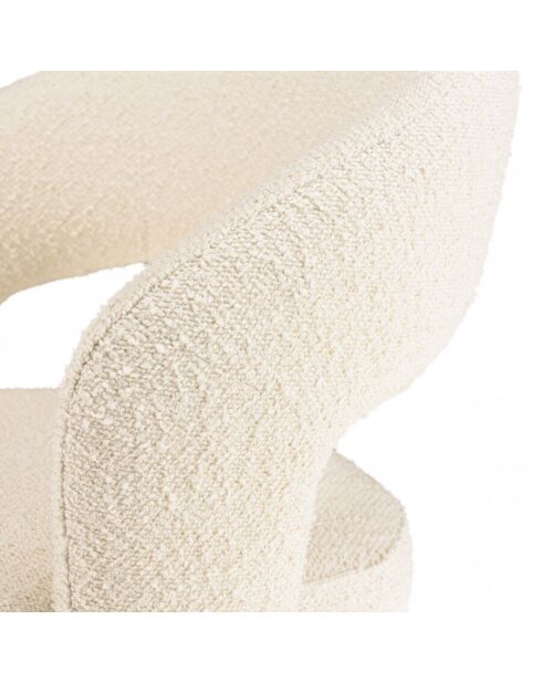Chaise en tissu bouclette écru/ dossier ouvert/ pieds en bois PIERRE
