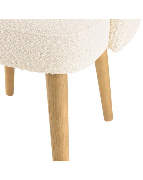 Chaise en tissu bouclette écru/ dossier ouvert/ pieds en bois PIERRE